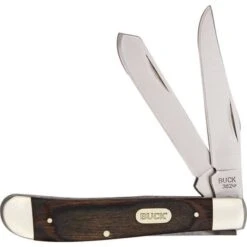 Buck Knives Buck 382BRW Trapper Folding Pocket Knife With Wood Grain Handle