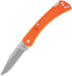 Buck Knives Buck 110 Slim Hunter BU110ORS2, 3.75" 420HC Clip Blade, Orange Nylon Handle