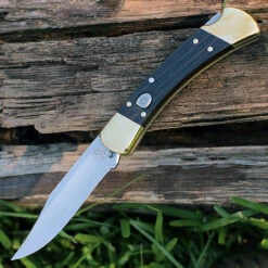 Buck Knives Buck 110BRSA Automatic Hunter, 3.75" 420HC SS Plain Blade, Ebony Dymondwood Handle