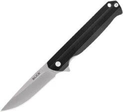Buck Knives Langford 0251BKS, 3.375" 7Cr Satin Drop Point Plain Blade, Black G-10 Handles