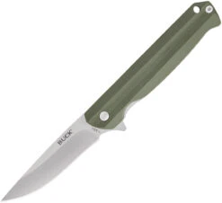 Buck Knives Langford 0251GRS, 3.375" 7Cr Stainless Steel Satin Drop Point Blade, Green G-10 Handle