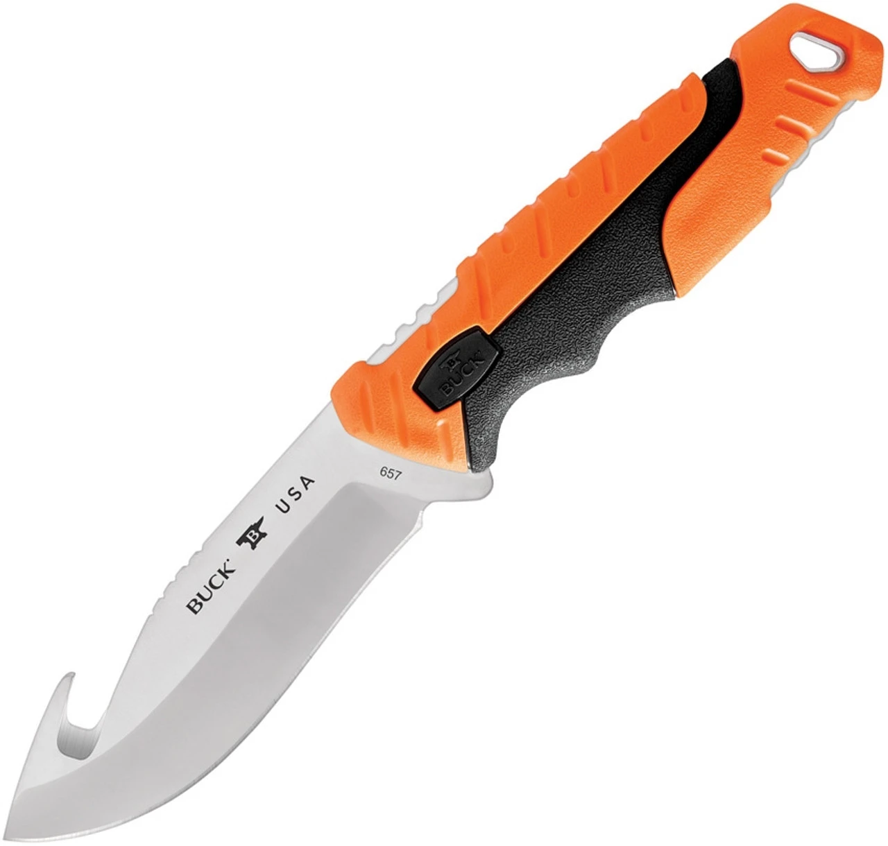 Buck Knives Buck 657 Orange Pursuit Pro Large Guthook Fixed Blade, 4.5" S35VN Satin Guthook Blade, Black & Orange Glass Filled Nylon Handle 3 Buck Knives Buck 657 Orange Pursuit Pro Large Guthook Fixed Blade, 4.5" S35VN Satin Guthook Blade, Black & Orange Glass Filled Nylon Handle