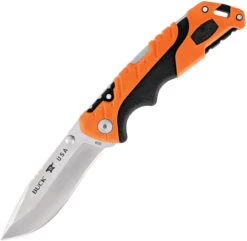 Buck Knives Buck 659 Orange Pursuit Pro Large Folding Drop Point, 3.5" S35VN Satin Drop Point Blade, Black & Orange Glass Filled Nylon Handle