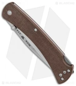 Buck Knives Buck 110 Slim Pro Lockback Knife Brown Micarta (3.75" Satin) -Buck Knives Buck 110 Hunter Slim Pro Brown Micarta BHQ 88726 er spine