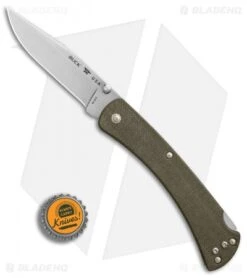 Buck Knives Buck 110 Slim Pro Lockback Knife OD Green Micarta (3.75" Satin) -Buck Knives Buck 110 Hunter Slim Pro OD Green Micarta Satin BHQ 88721 er bottlecap