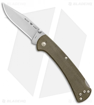 Buck Knives Buck 112 Slim Pro Lockback Folding Knife OD Green Micarta (3" Satin) 3 Buck Knives Buck 112 Slim Pro Lockback Folding Knife OD Green Micarta (3" Satin)